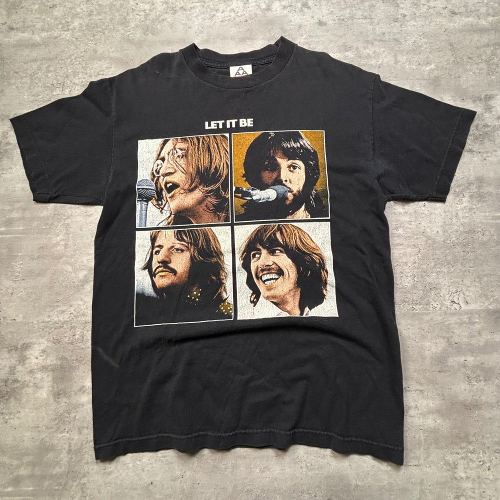 Alstyle The Beatles T Shirt Medium Black Let It Be Vintage Band Tee Graphic